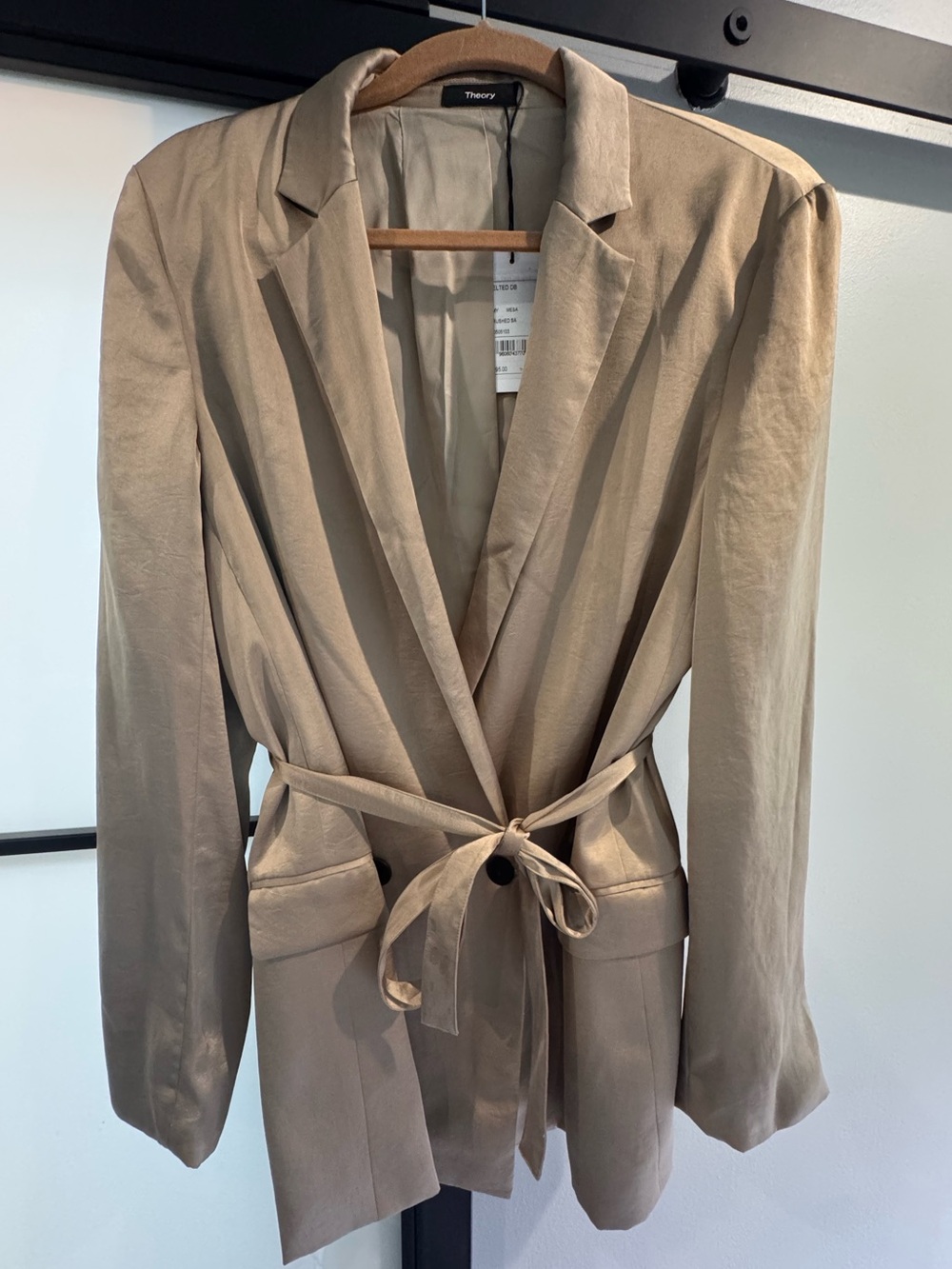 Theory Khaki Tie-Waist Blazer Jacket